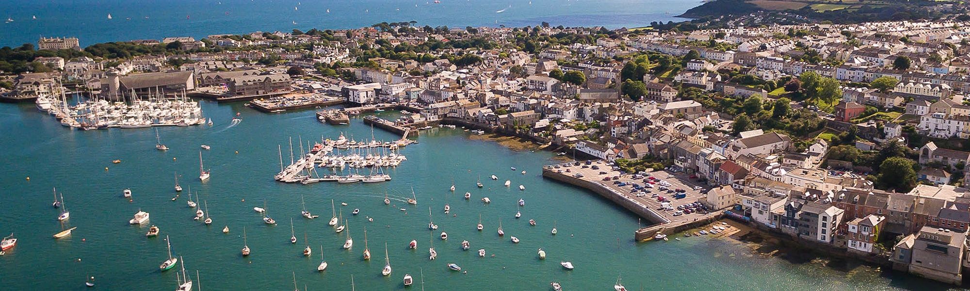 Ariel view over Falmouth Harbour