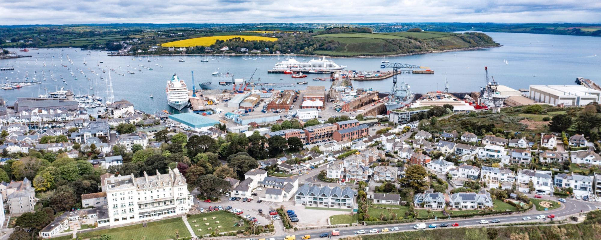 A bird's eye view over Falmouth docks