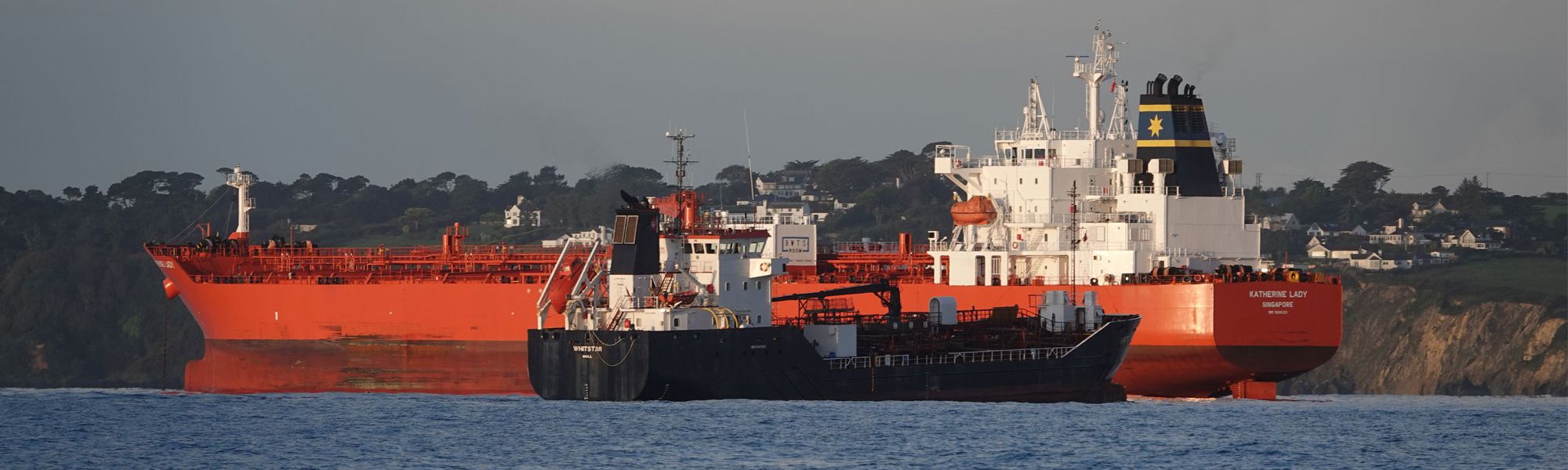 Large ships bunkering off Falmouth