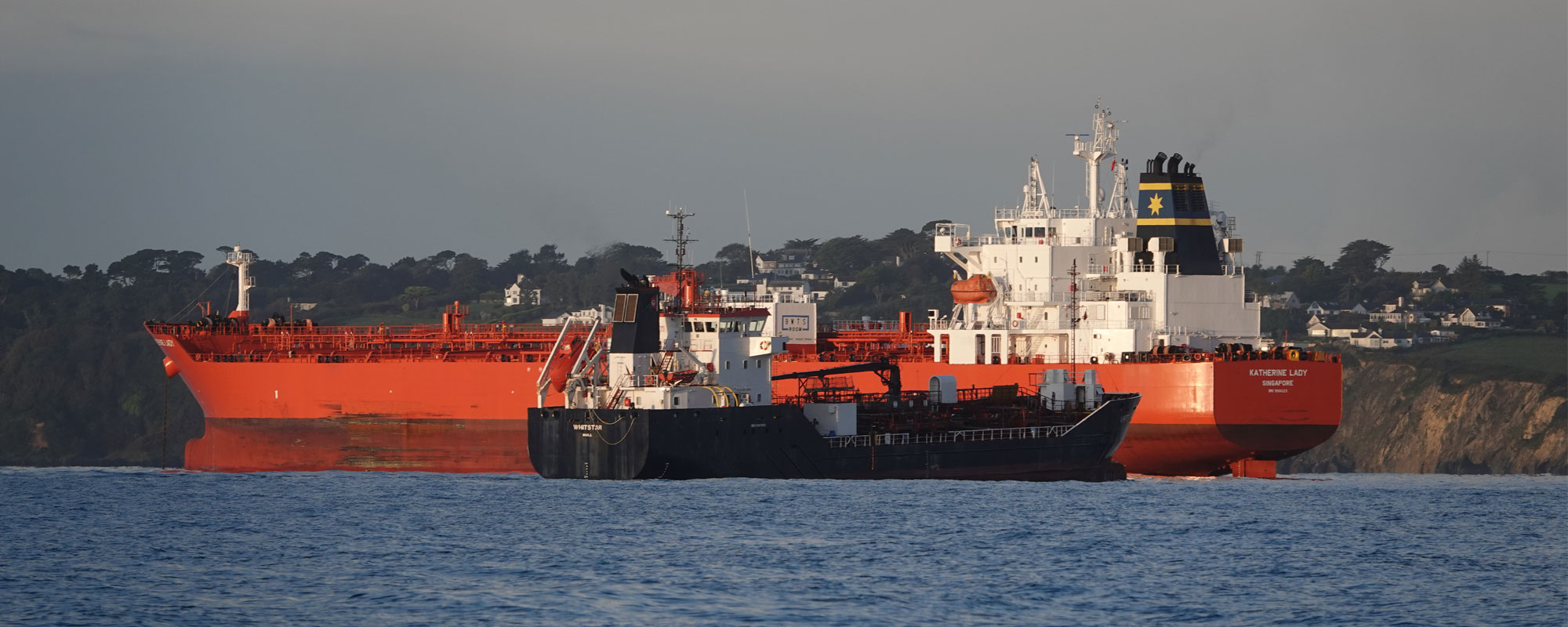 Large ships bunkering off Falmouth