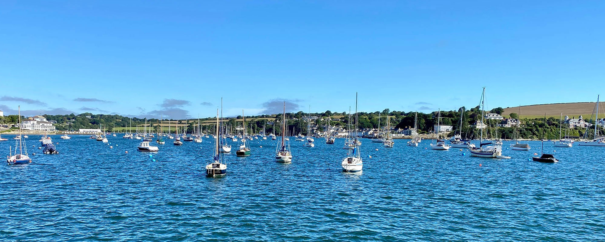 Haven view from water - lots of moored boots in the harbour