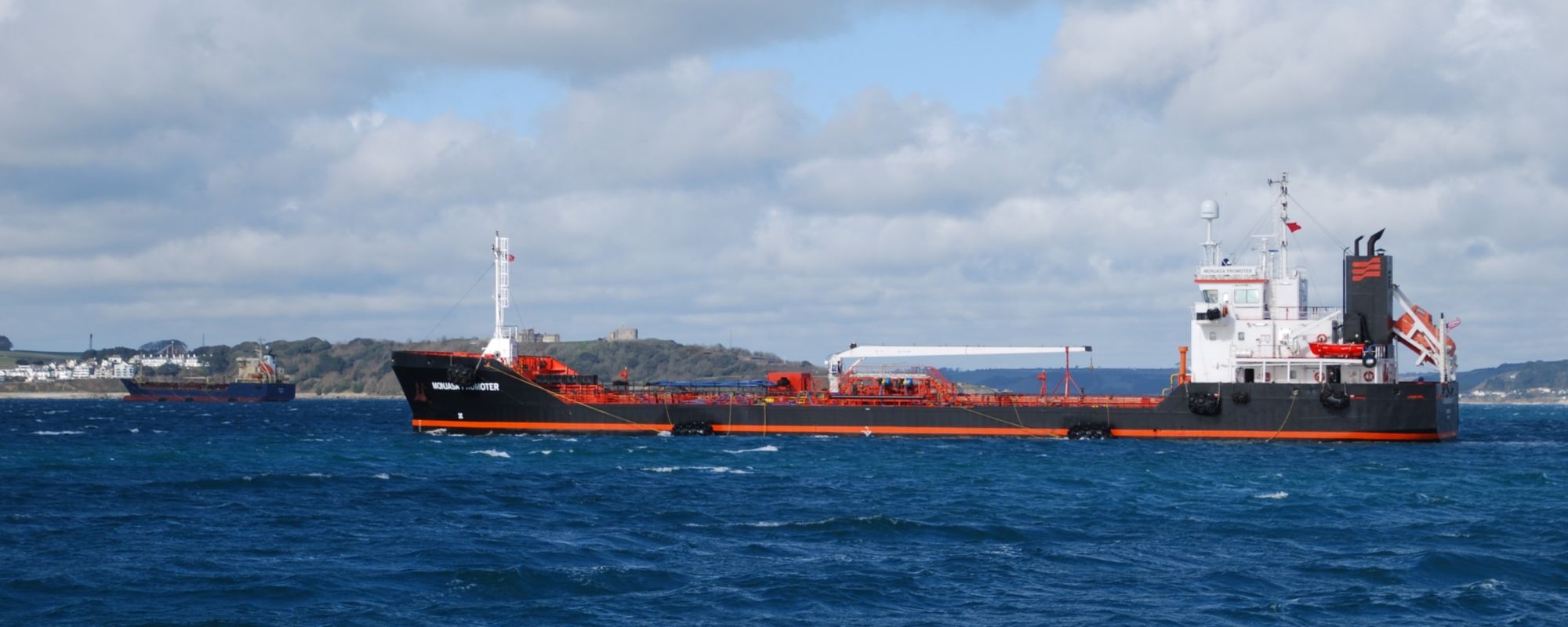 Large vessel entering Falmouth Bay