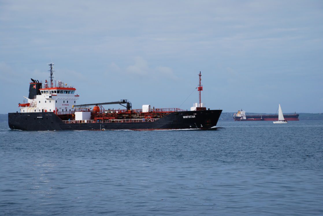 Commercial shipping in Falmouth Bay