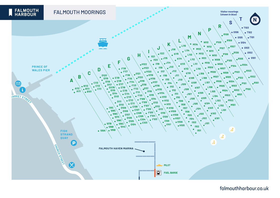 Map of Falmouth moorings