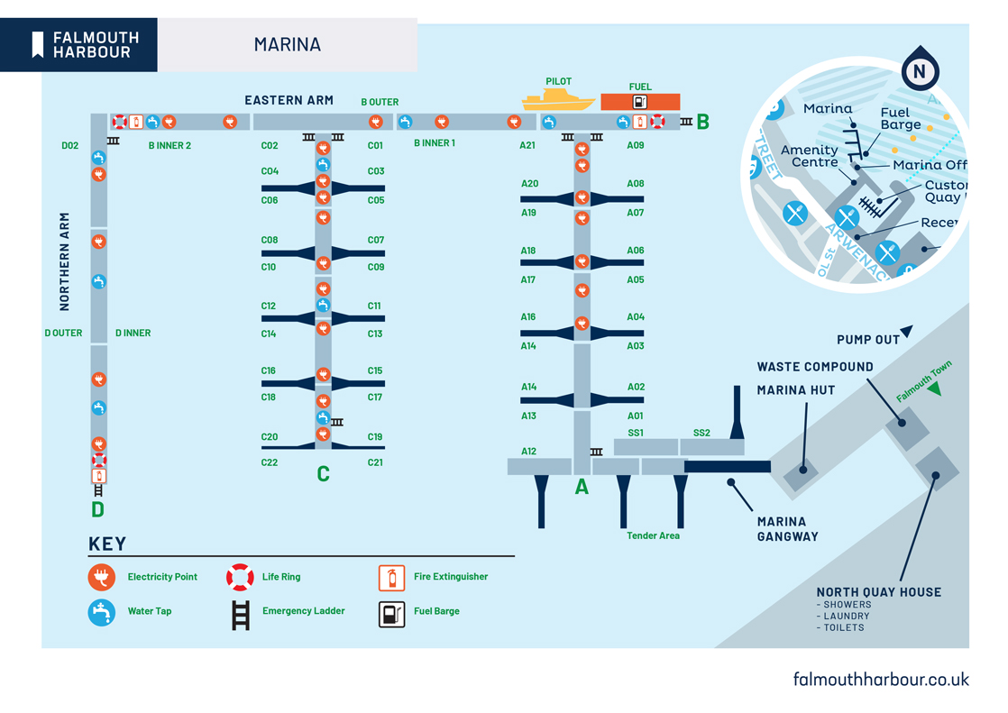 Map of the marina moorings