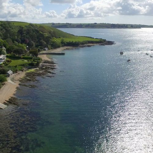 Drone view of flushing beaches and moorings