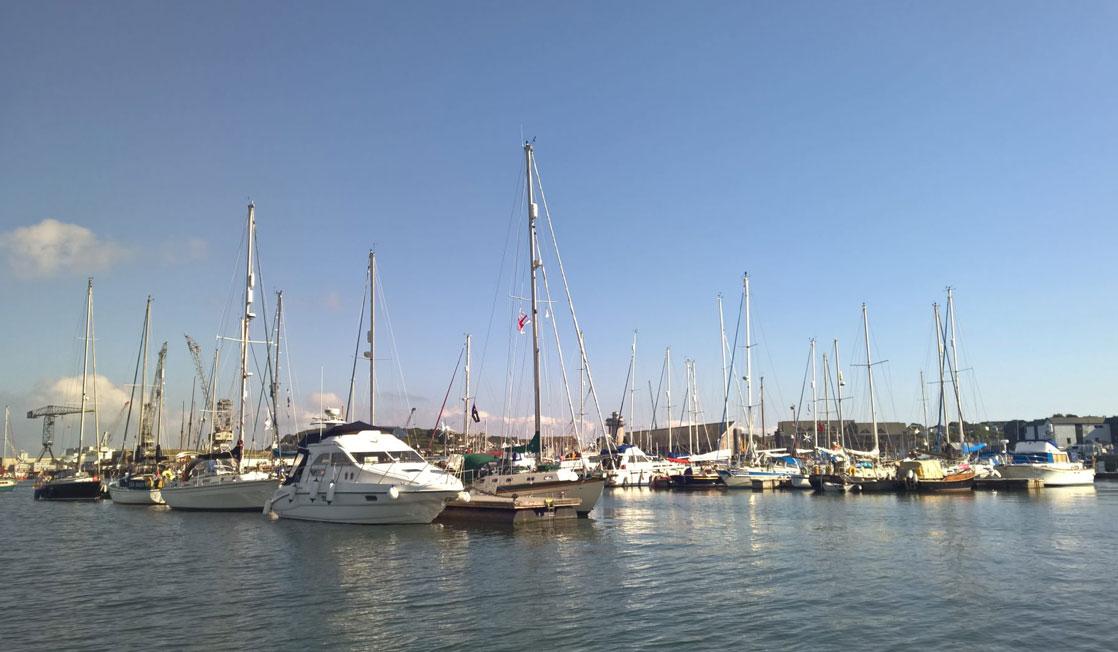 Boats in the haven Marina at Falmouth