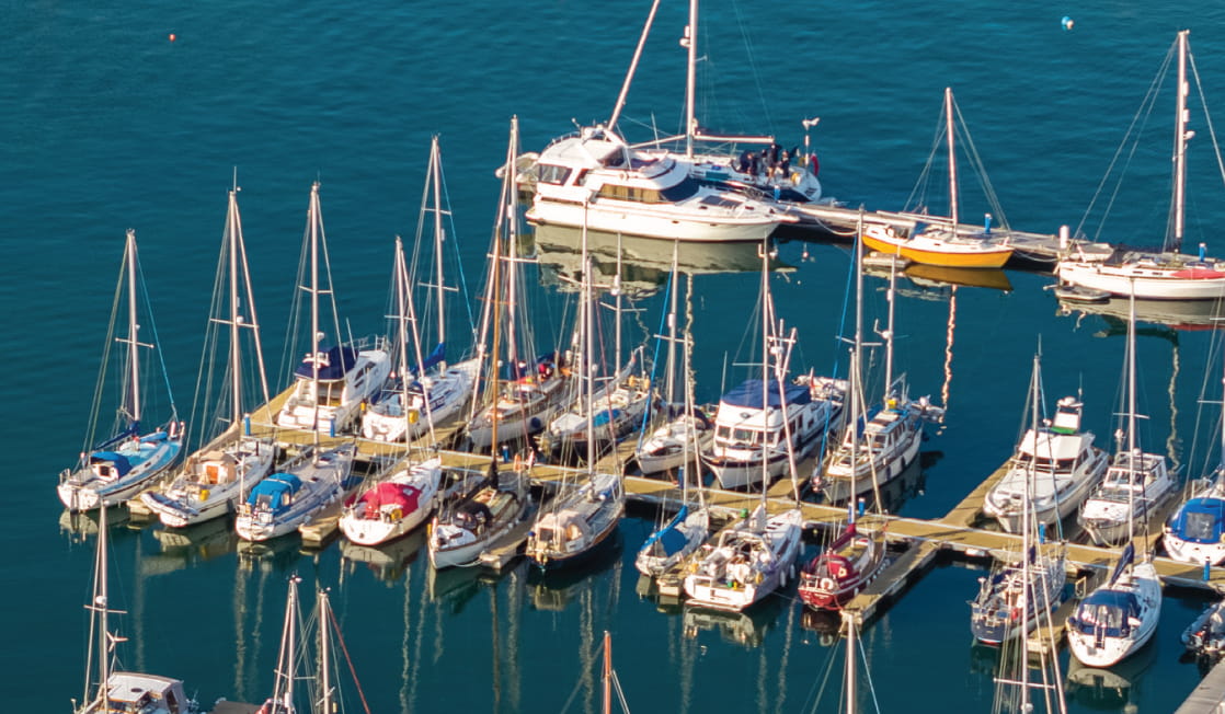 View looking onto a section of Falmouth Harbour